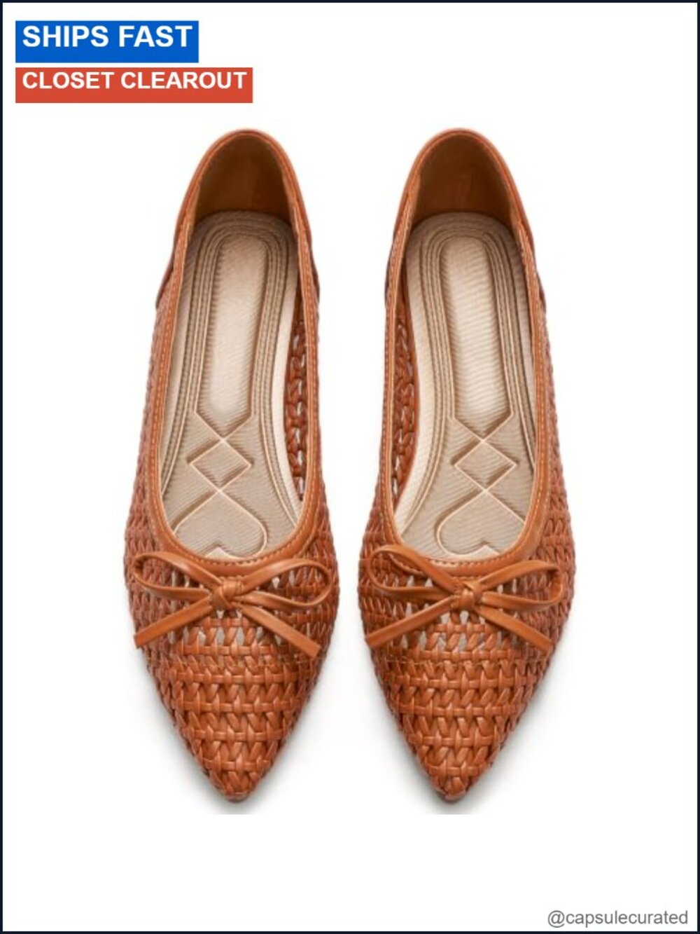 Women's Faux Leather Ballet Flats Pointed Toe Slip-On Memory Foam